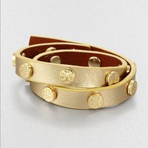TORY BURCH signature wrap logo bracelet in gold